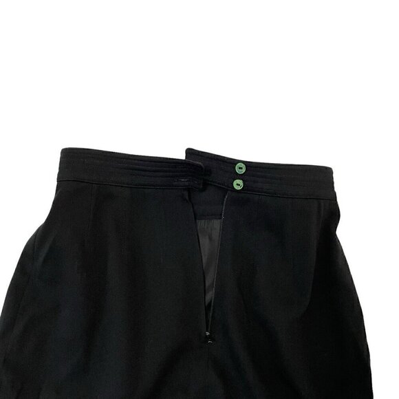 Vintage 80s Escada 100% Wool Pencil Skirt Quilted Waist Classic Black size 2/4 - Picture 5 of 9